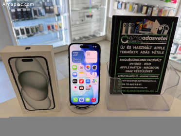 iPhone 15 128GB Független Újszerű/1-3 hónap gar./Akku 89%/p4897/