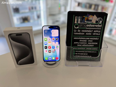 iPhone 15 Pro 128GB Független Nagyon Szép/1-3 hónap gar./Akku 90%/p449