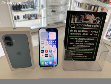iPhone 16 256GB Független Megkímélt/1-3 hónap gar./Akku 96%/p4816