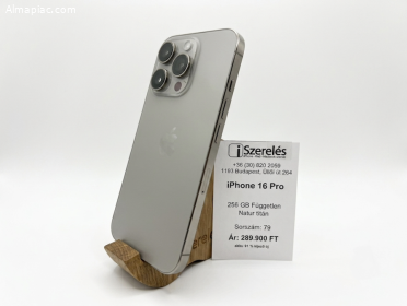 iPhone 16 Pro 256GB független natúr titán 91% akku (79) iSzerelés.hu