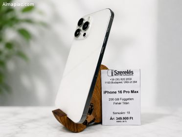 iPhone 16 Pro max 256GB független fehér titán akku 93% (18)